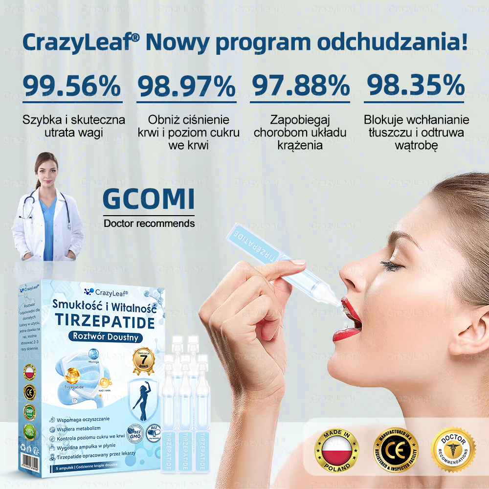 CrazyLeaf® Szczupłość i Witalność Tirzepatide – 🔁 doustny roztwór wspierający odchudzanie, ciśnienie i poziom cukru