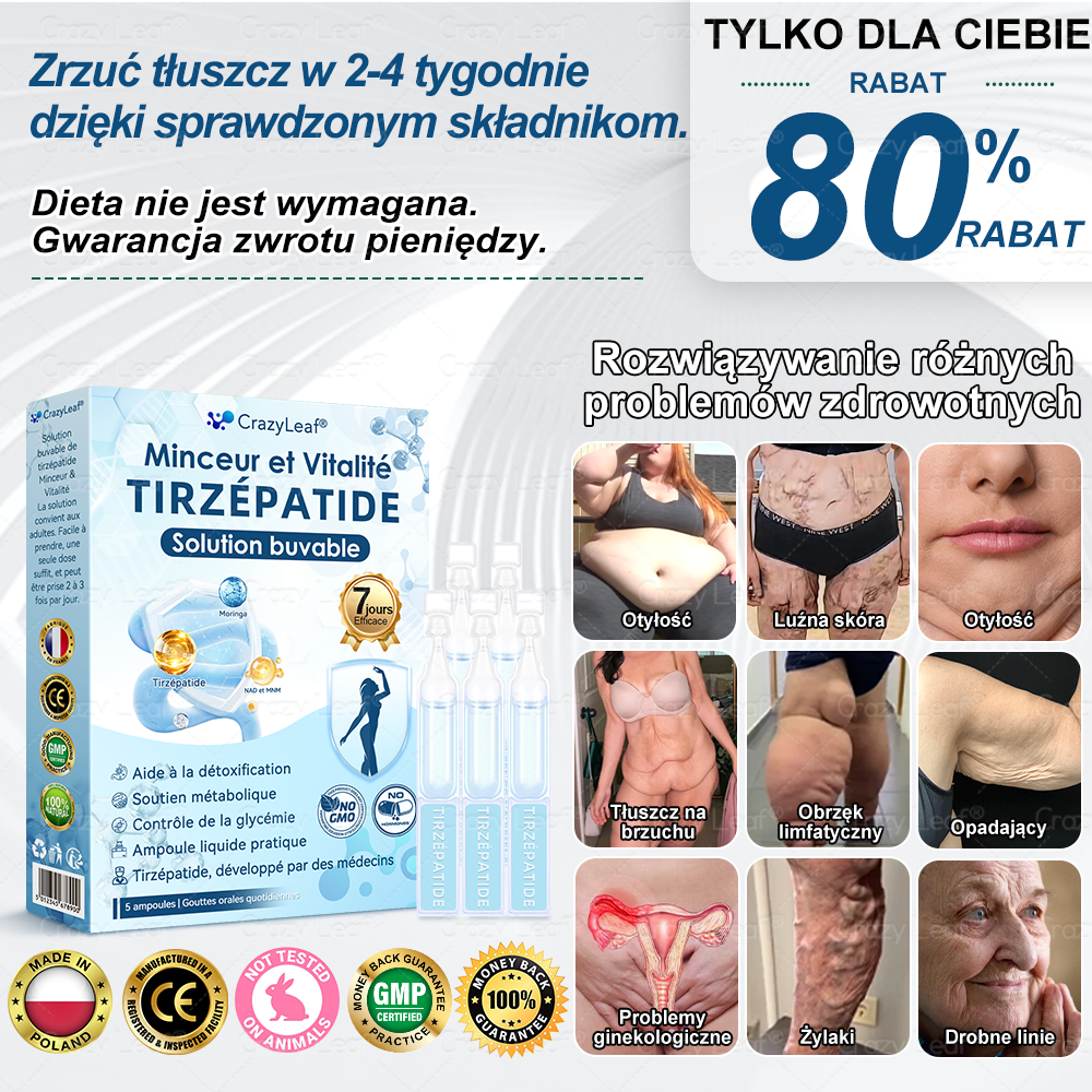 CrazyLeaf® Szczupłość i Witalność Tirzepatide – 🔁 doustny roztwór wspierający odchudzanie, ciśnienie i poziom cukru