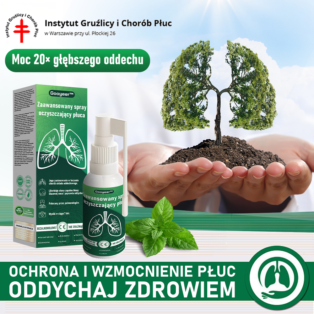 Gooyeer™ Zaawansowany spray do oczyszczania płuc – zdrowe płuca, wsparcie odporności, detoksykacja i łatwiejsze oddychanie – Certyfikat CE