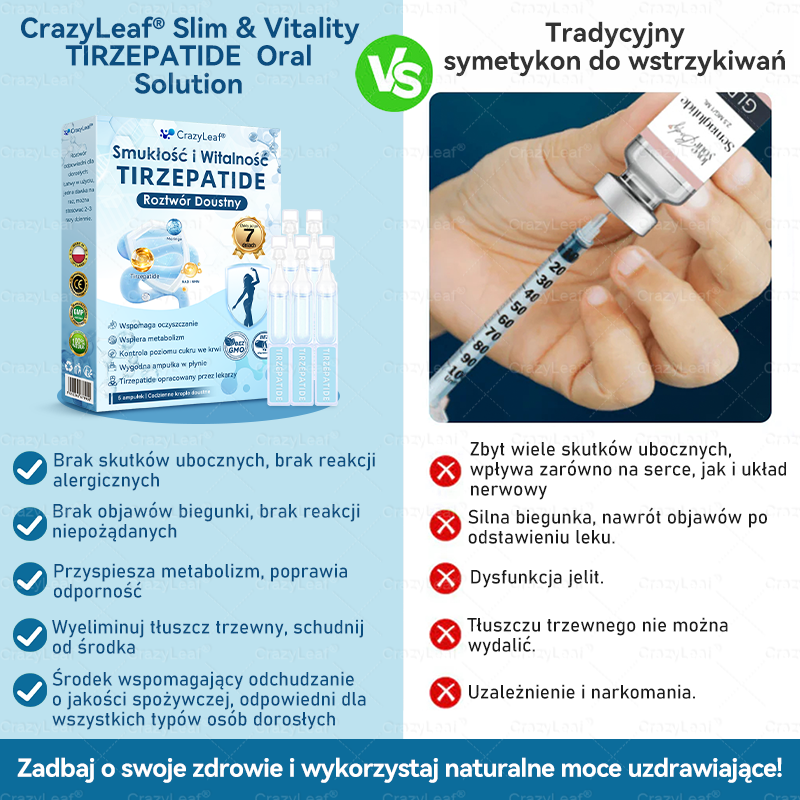 CrazyLeaf® Szczupłość i Witalność Tirzepatide – 🔁 doustny roztwór wspierający odchudzanie, ciśnienie i poziom cukru