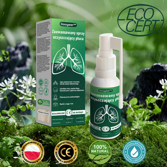 Gooyeer™ Zaawansowany spray do oczyszczania płuc – zdrowe płuca, wsparcie odporności, detoksykacja i łatwiejsze oddychanie – Certyfikat CE
