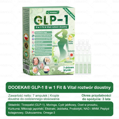 DOOEKA® GLP-1 8 w 1 Fit & Vital roztwór doustny 💚 Raz dziennie, widoczne zmiany w ciągu 7 dni / W przypadku otyłości, zdrowia serca i układu krążenia, cukrzycy, bezdechu sennego, zdrowia jelit, problemów ze stawami i wielu innych
